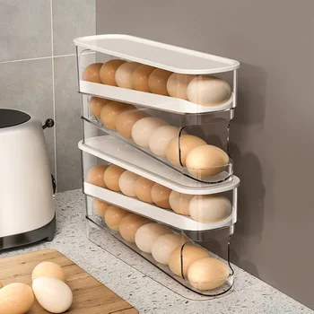 Ящик для хранения яиц Ящик для хранения яиц с боковой дверцей холодильника, Прокатывающийся Ящик для яиц, Пищевой INS, Автоматический Держатель для яиц 19